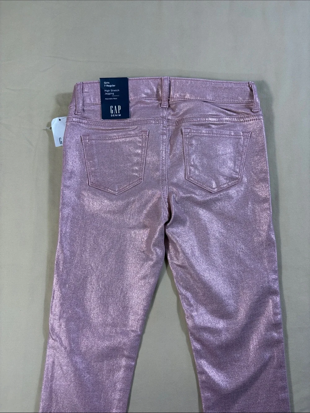 Gap Kids Girls Pink Metallic Coated High Stretch Jegging Size 7 Regular NWT